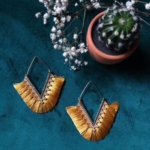 SOLD - King Midas’ Gold V Shape Tassel Earrings